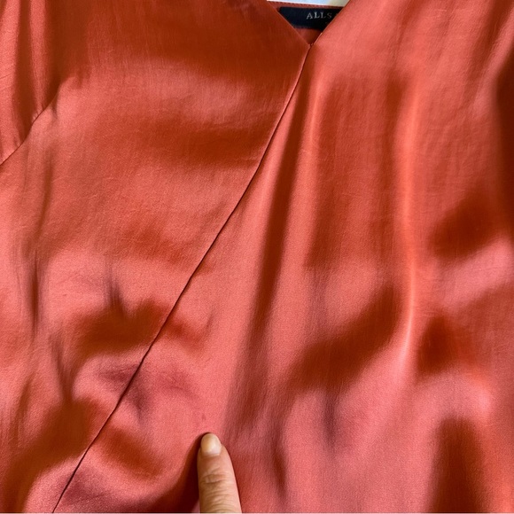 All Saints Ageta Slip Satin Dress in Rust color, S - Picture 15 of 17